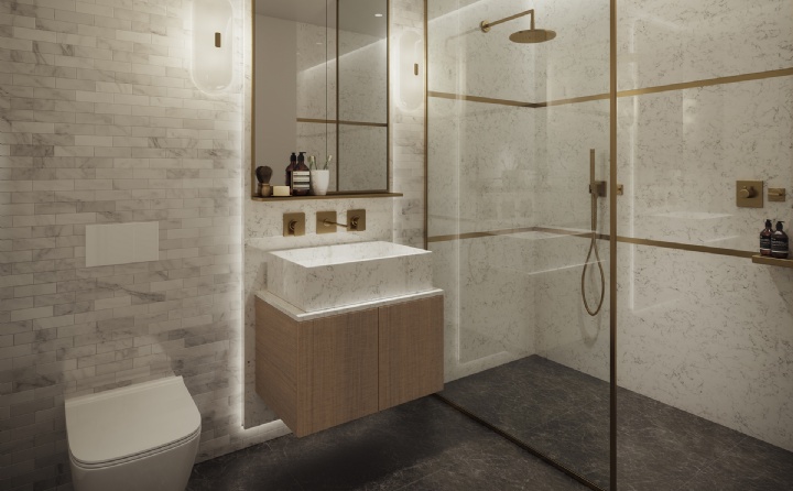 triptych silver bathroom
